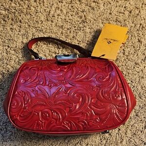 New Patricia Nash Gracchi Satchel Leather Handbag Purse Red